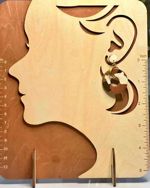 Mocha Terrazzo Circle Drop Earrings