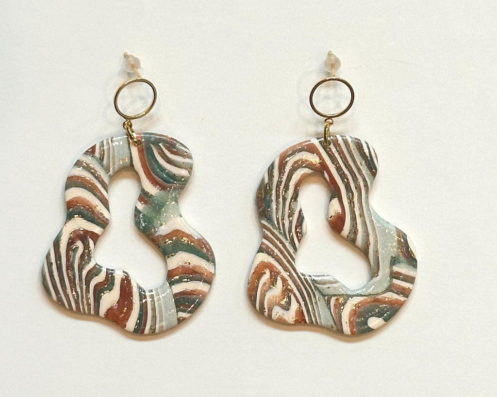 Sage Swirl Organic Drop Earrings